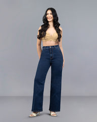 JEANS MUJER SLIM WIDE LEG SUPER HIGH RISE